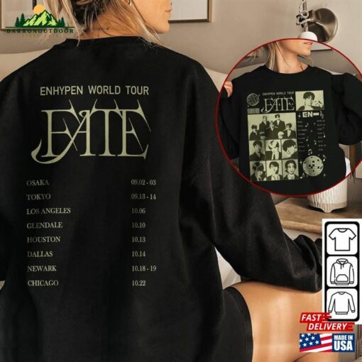 Enhypen Kpop Shirt World Tour Fate 2023 Tee V4 Double Side Engene Hoodie Unisex