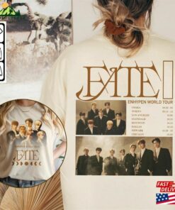 Enhypen Kpop Shirt World Tour Fate 2023 Tee V6 Double Side Engene Hoodie Sweatshirt T-Shirt