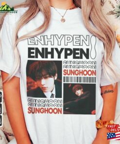 Enhypen Sunghoon Kpop Shirt World Tour Fate 2023 Tee V0 Dark Blood Engene Hoodie Sweatshirt Classic