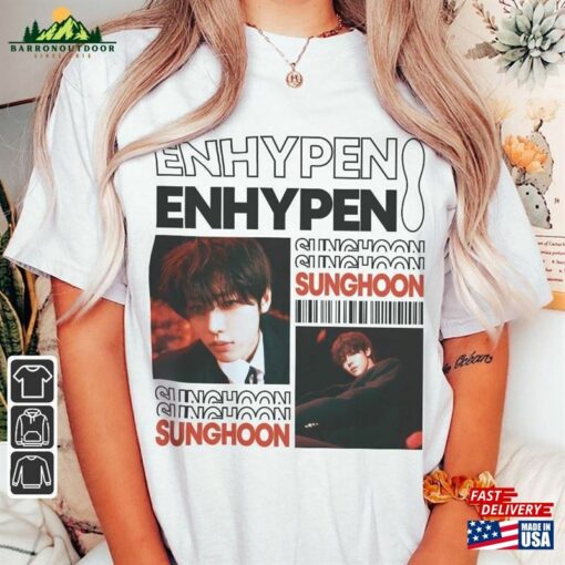 Enhypen Sunghoon Kpop Shirt World Tour Fate 2023 Tee V0 Dark Blood Engene Hoodie Sweatshirt Classic