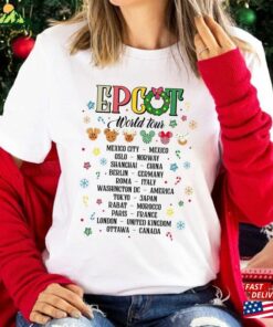 Epcot Christmas Shirt World Tour Stitch And Friends Unisex Hoodie