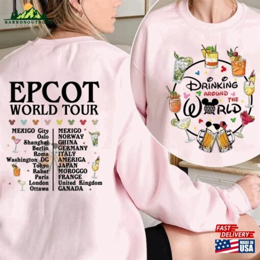 Epcot Drink Around The World Tour 2023 Shirt Food And Drinks Mickey Friends Disney Family Trip Shirts Classic Unisex