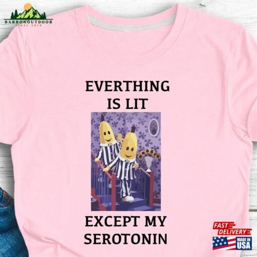 Everything Is Lit Except My Serotonin Fall Out Boy Lyric Pink Or Black Tshirt T-Shirt Sweatshirt