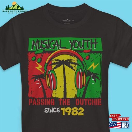 Exclusive Retro Tees Official Musical Youth Passing The Dutchie Since 1982 T-Shirt By Famous Forever Unisex Men’s Women’s 80S Music Gift Classic