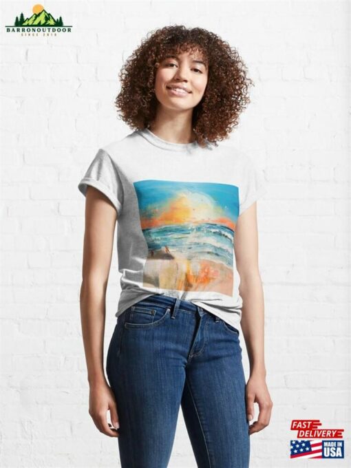 Explore Simplistic Amp Minimalistic Vintage Sunset Abstract Art Classic T-Shirt Hoodie Unisex