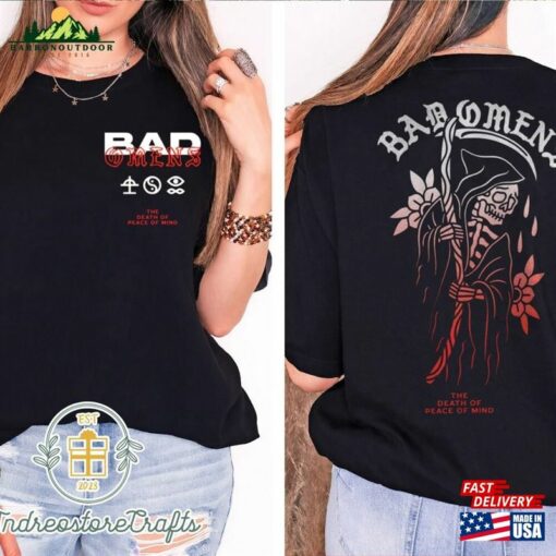 Fade Reaper Tee Bad Omens Double Side T-Shirt Band Track List 2023 Merch The Concrete Forever Tour Shirt Hoodie Classic