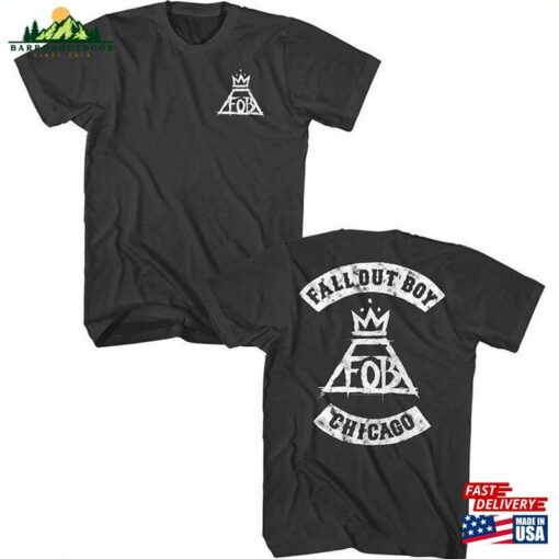 Fall Out Boy Alt Rock Music Tee Fob Crowned Volcano Logo Men’s Black T-Shirt Unisex Sweatshirt