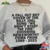 Fall Out Boy Cover Of The Billy Joel Song T Shirt Band Fan Unisex T-Shirt