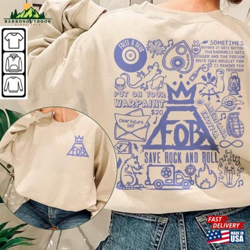 Fall Out Boy Doodle Art Shirt 2 Side Vintage Lyric Merch Tee Sweatshirt Hoodie Classic