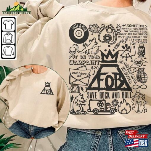 Fall Out Boy Doodle Art Shirt 2 Side Vintage Lyric Merch Tee Sweatshirt Hoodie Unisex Classic