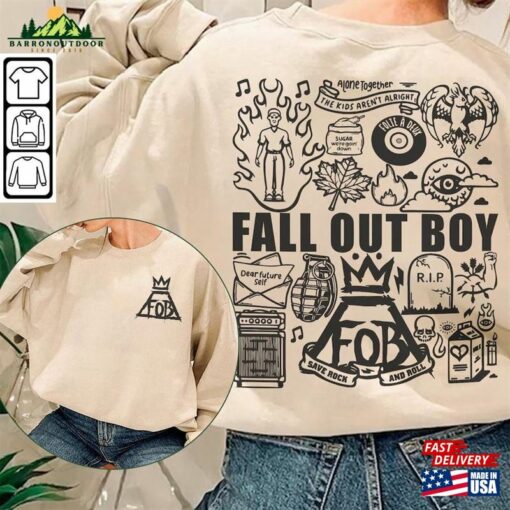 Fall Out Boy Doodle Art Shirt 2 Side Vintage Lyrics Merch Tee Sweatshirt Hoodie T-Shirt