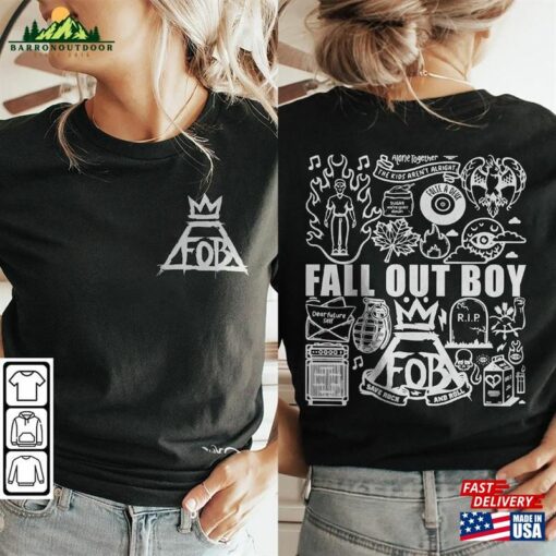 Fall Out Boy Doodle Art Shirt 2 Side Vintage Lyrics Merch Tee Sweatshirt Hoodie T-Shirt