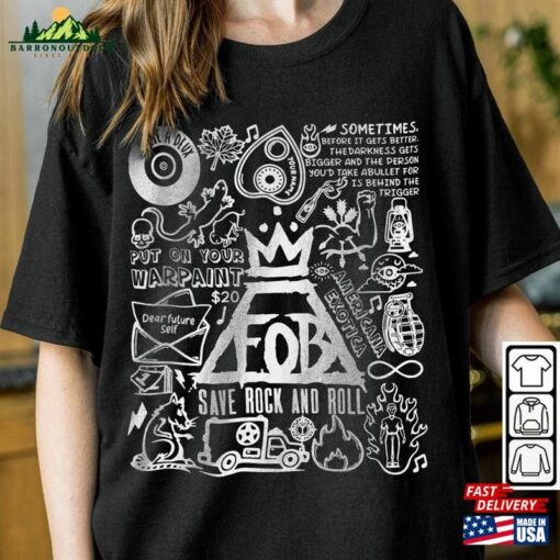 Fall Out Boy Doodle Art Shirt Vintage 90S Merch Tee Sweatshirt Hoodie Classic