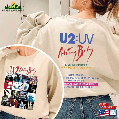 Fall Tour 2023 Rock Bandshirt Achtung Baby Live At Sphere Shirt U2 Las Vegas T-Shirt Unisex