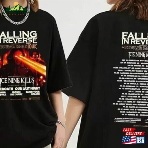 Falling In Reverse The Popular Mons Tour 2023 2Sides Shirt T-Shirt Hoodie Classic