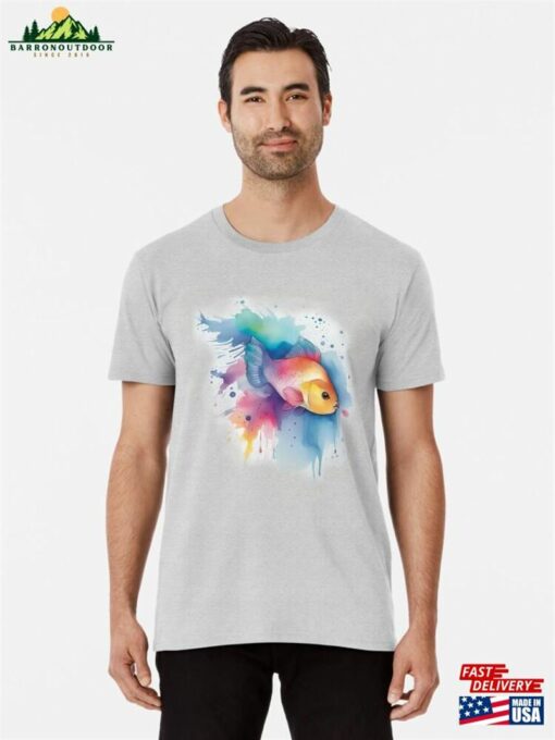 Fan Tail Goldfish Painted In Watercolour Premium T-Shirt Hoodie Unisex