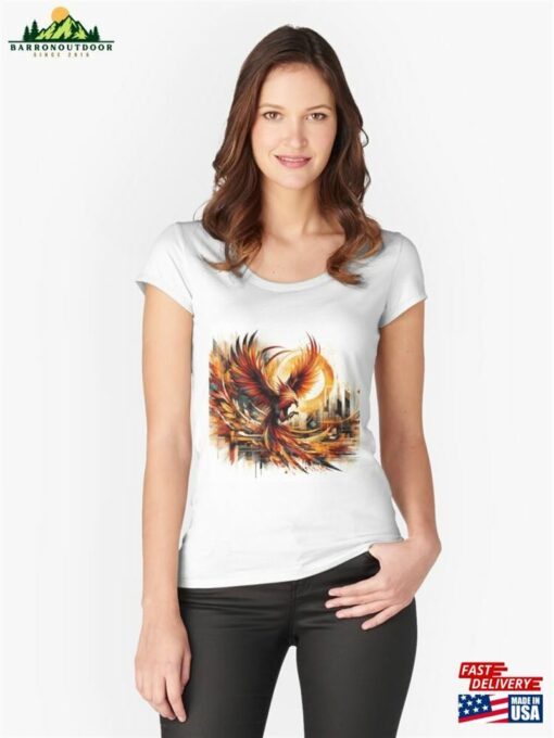 Firebird And Autumn Leaves Fitted Scoop T-Shirt Hoodie Unisex