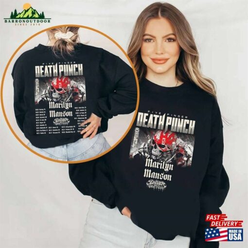 Five Finger Death Punch 2024 Concert With Marilyn Manson Shirt Band Fan Hoodie Classic