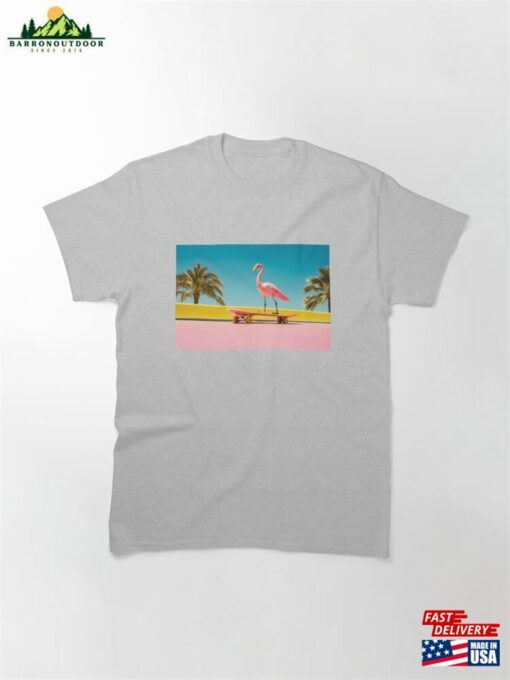 Flamingo Riding A Skateboard Classic T-Shirt Sweatshirt