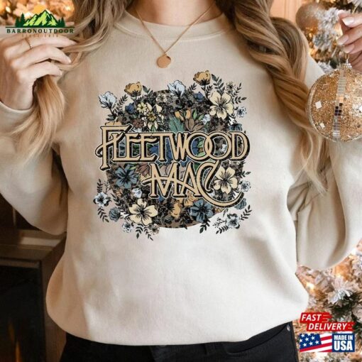 Fleetwood Mac T-Shirt Vintage Floral Retro Band Graphic Tee Rock Sweatshirt Unisex Hoodie