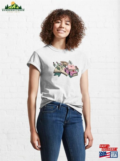 Floral Books With Coffee Classic T-Shirt