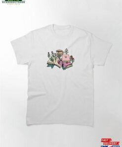 Floral Books With Coffee Classic T Shirt 2