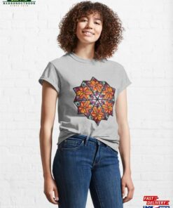 Floral Hexagon In Stained Glass Style Classic T Shirt Sweatshirt 1