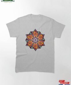 Floral Hexagon In Stained Glass Style Classic T Shirt Sweatshirt 2