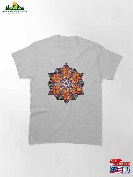 Floral Hexagon In Stained Glass Style Classic T-Shirt Sweatshirt