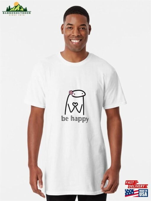 Flork Be Happy Sticker Long T-Shirt Hoodie Unisex