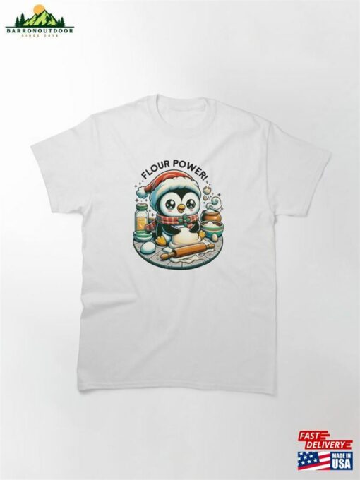 Flour Power Kawaii Christmas Penguin Baking Classic T-Shirt Unisex