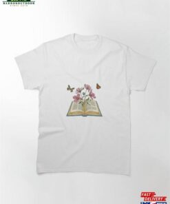 Flowers Growing From Book Light Purple California Poppies With Small Monarch Butterflies And The Bud Of A Planet Classic T-Shirt Sweatshirt