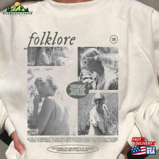 Folklore Tracklist Aesthetic Shirt Vintage Album Classic Sweatshirt