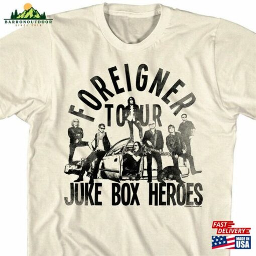 Foreigner Men’s T-Shirt Juke Box Heroes Tour Distressed Graphic Tee Vintage Rock Band Live Concert Music Merch Hoodie