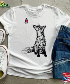 Fox And Butterfly Shirt Pure Cotton Nature Top Hoodie Classic