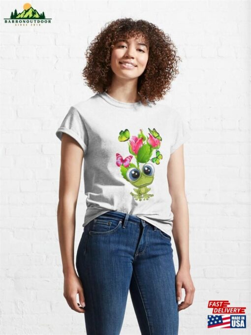 Frog With A Flowers And Butterflies Classic T-Shirt Unisex Hoodie