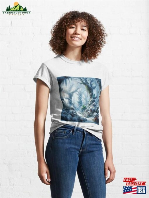 Frosted Whispers A Winter’s Tale In Fantasy Flora Classic T-Shirt Unisex