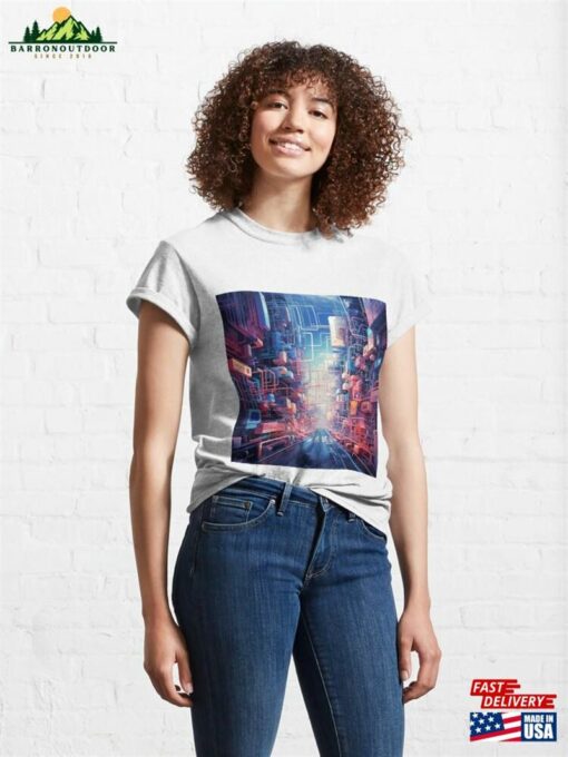 Futuristic Cityscape With Dense Colorful Architecture Classic T-Shirt Unisex