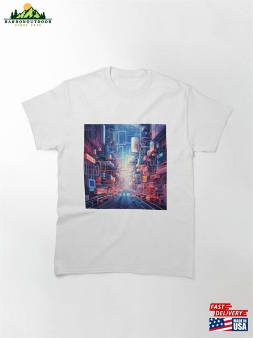 Futuristic Cityscape With Dense Colorful Architecture Classic T-Shirt Unisex