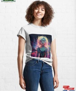 Futuristic Female Into A Pixelated Cityscape Classic T-Shirt Unisex