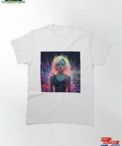 Futuristic Female Into A Pixelated Cityscape Classic T-Shirt Unisex