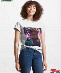 Futuristic Neon Lights And Braids Anime Girl Classic T Shirt Unisex 1