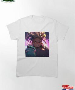 Futuristic Neon Lights And Braids Anime Girl Classic T Shirt Unisex 2
