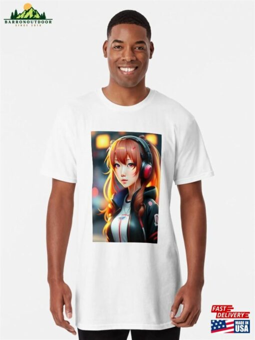 Gamer Anime Girl Long T-Shirt Hoodie Sweatshirt