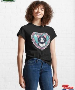 Flower Heart Cat Classic T-Shirt Unisex