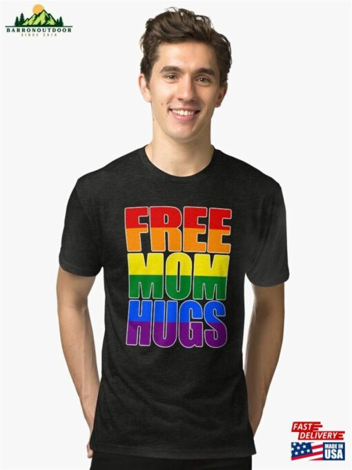 Free Mom Hugs Pride Design Tri Hoodie Sweatshirt