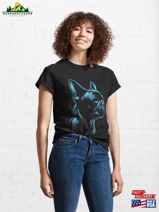 French Bulldog Drawing Head Blue Classic T-Shirt Sweatshirt