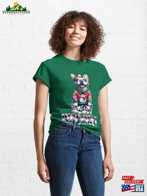 French Bulldog’s Winter Wonderland Snowman Buddy Frenchie Festivity Classic T-Shirt Unisex