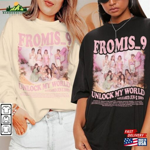 Fromis 9 Kpop Shirt Unlock My World Album Sweatshirt V2 Vintage Retro Graphic Music Unisex Gifts Fan Hoodie