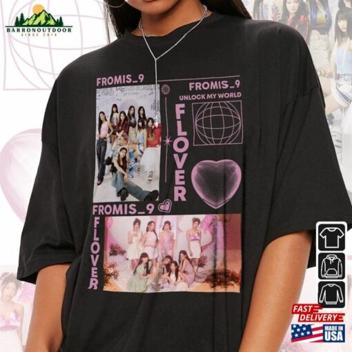 Fromis 9 Kpop Shirt Unlock My World Album Sweatshirt Vintage Retro Graphic Music Unisex Gifts Fan Hoodie Classic